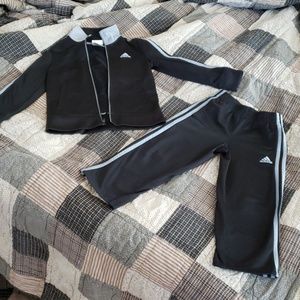 Adidas Boys 4T track suit gray stripe